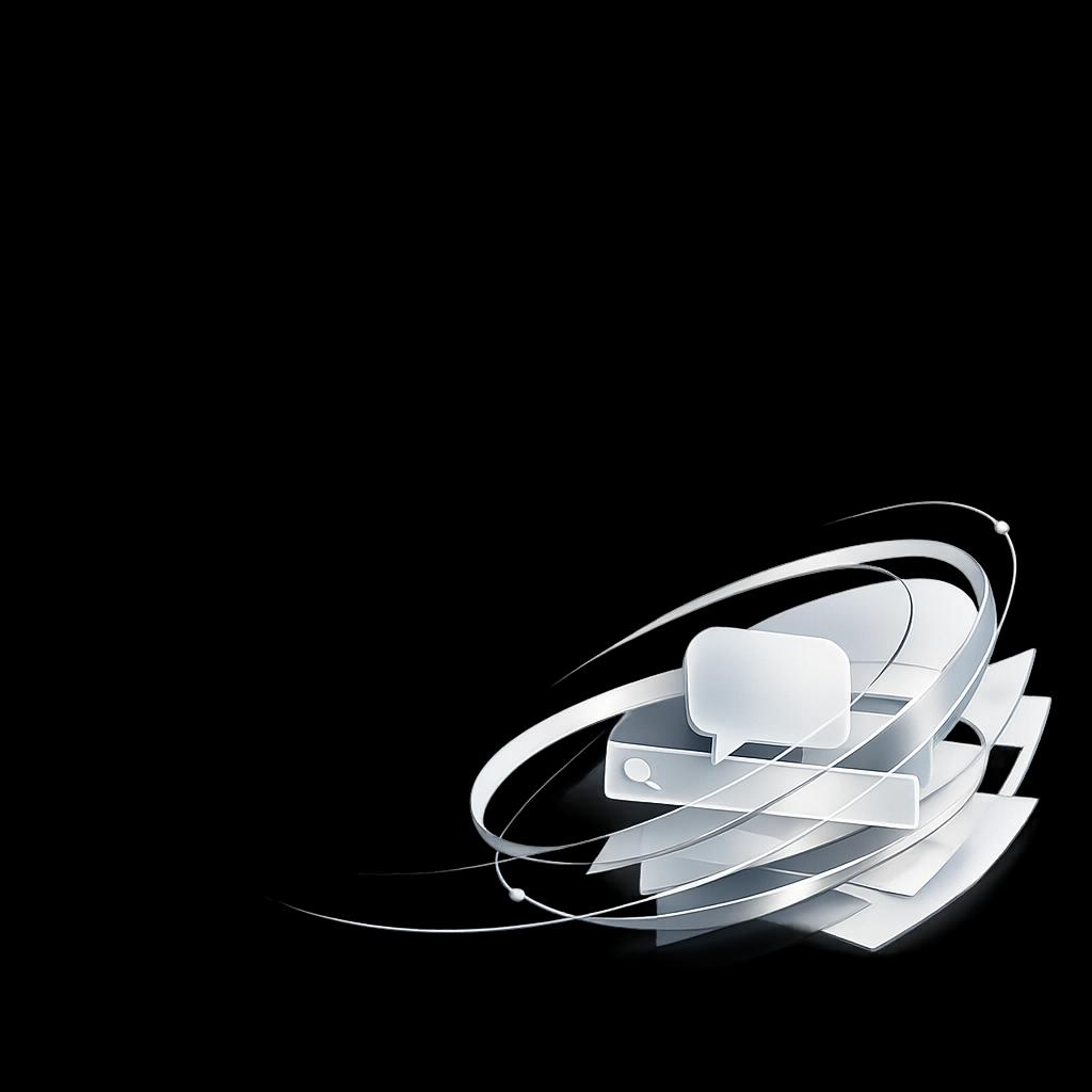 Transparent chat orbit fragment used as a footer card accent